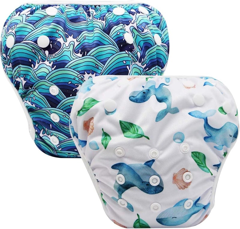 storeofbaby Reusable Swim Diapers Covers Waterproof Swimming Pants for 8-36lbs Unisex Baby Pack of 2 - Image 1